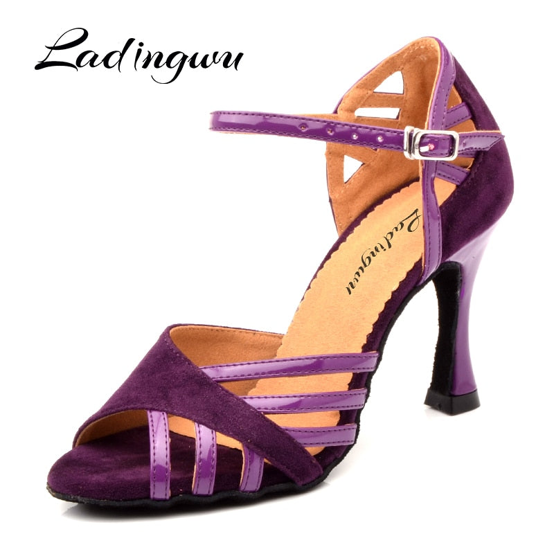 Women Suede And PU New Purple Salsa Party Ballroom Dance Shoes