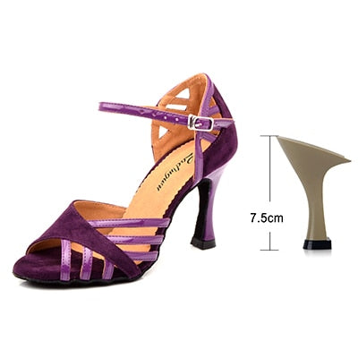 Women Suede And PU New Purple Salsa Party Ballroom Dance Shoes