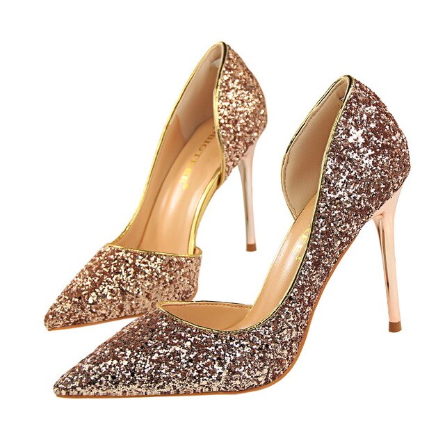 Sexy Wedding Shoes Gold Silver