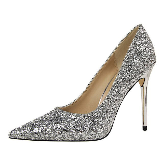 Sexy Wedding Shoes Gold Silver