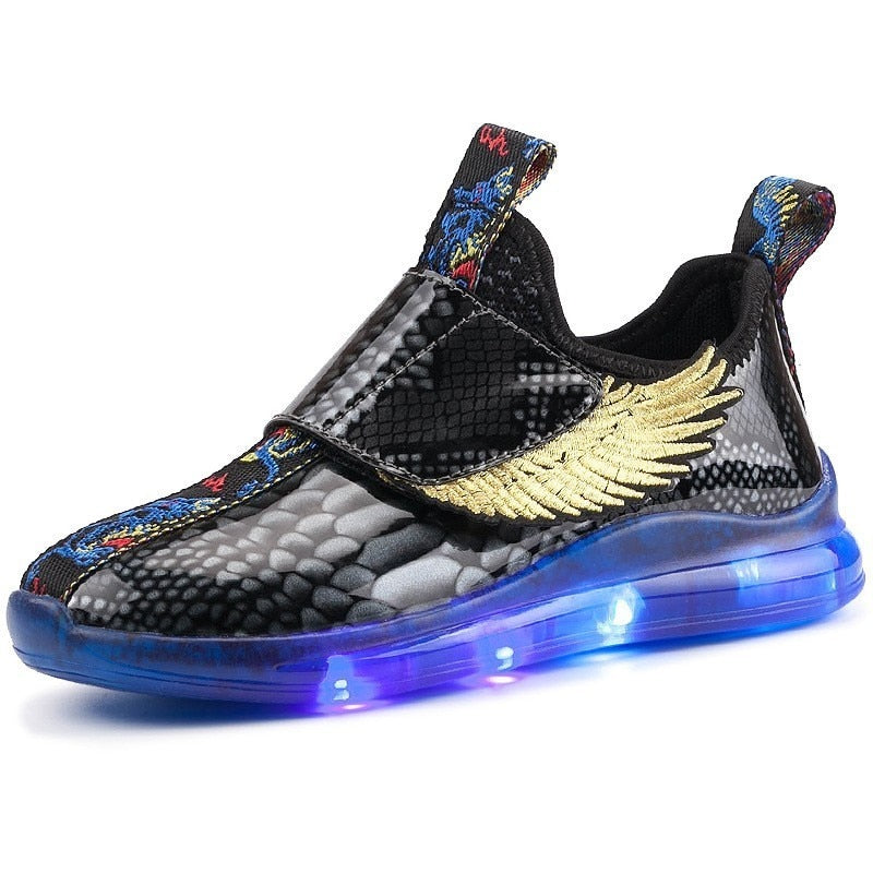 Sneakers Children's USB Charging Luminous Lighted Sneakers Boy/Girls Colorful LED lights Children Shoes size 25-37