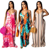 long dress vestidos vestido cotton women dress v-neck camis long dresses for female plus size loose print striped