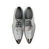 Silver Italian Mens Shoes Class Luxury Lace Up Fish Skin Men