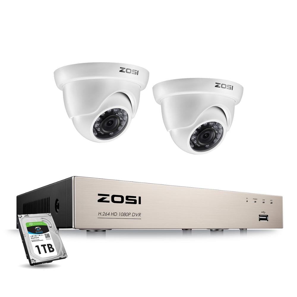 ZOSI 1080P CCTV Camera System 4CH 1080P DVR System with 2x Outdoor 2MP Video Security Cameras