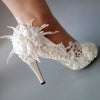 New White Lace flower shoes woman High heels Pumps Womens wedding shoes