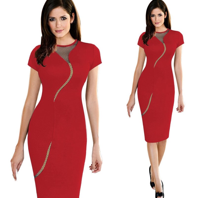 Women Vintage Wear to Work Elegant Knee Length Business Party