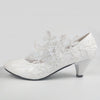 White Flower Pumps New arrival womens wedding shoes Bride High heels platform