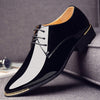 Mens patent leather shoes men dress shoes lace up Pointed toe wedding Business