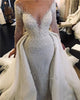 Luxury Full Pearl Wedding Dresses Long Sleeves