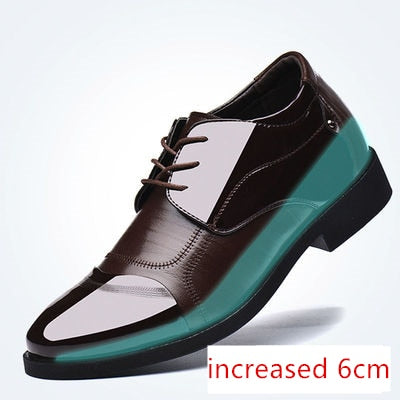 6CM Invisible Height Increase Patent Leather Shoes for Men Wedding Groomsman Elegant Dress