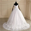 Luxury Lace Boat Neck Ball Gown Wedding Dresses