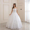 Luxury Lace Boat Neck Ball Gown Wedding Dresses