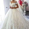 Luxury Lace Boat Neck Ball Gown Wedding Dresses