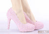 Pink Flower Lace Wedding shoes High shoes High heels