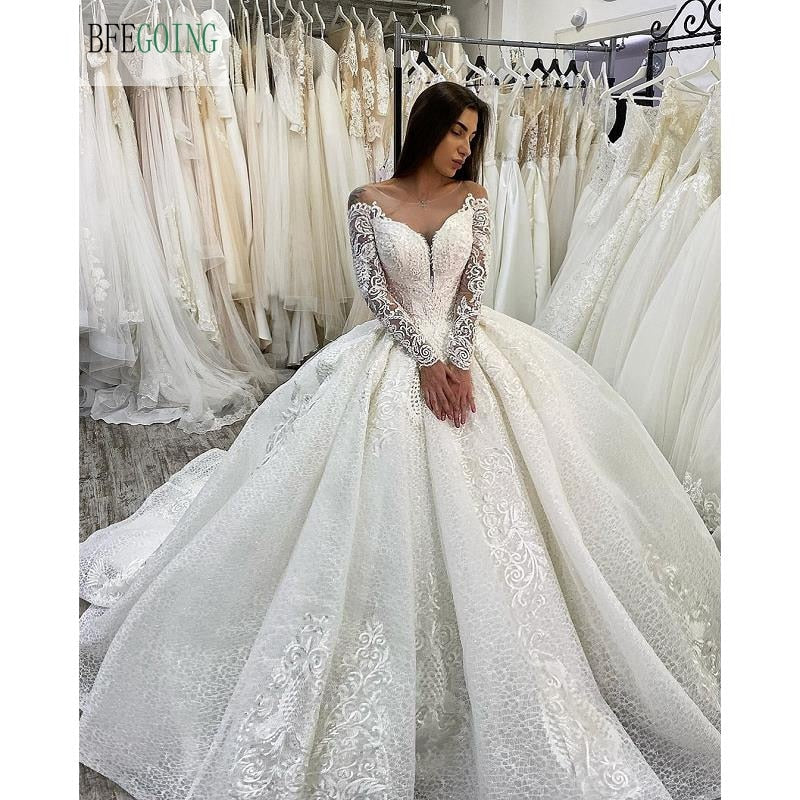 Ivory Lace Wedding dress Chapel Train Custom made