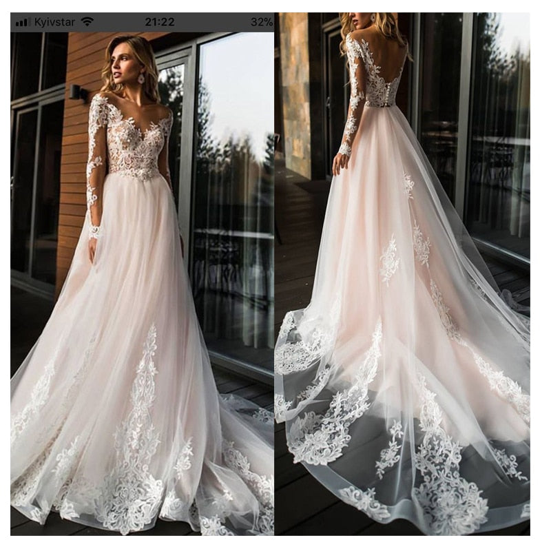 Elegant V-Neck Sexy Romantic Floor Wedding Gowns