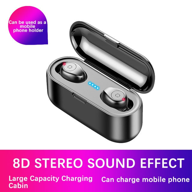 Wireless Headphones TWS Bluetooth 5.0 Earphones 2200mAh Charging Box 9D HiFi Earbuds Sport Waterproof