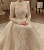 High Collar O Neck Bling Wedding Dresses