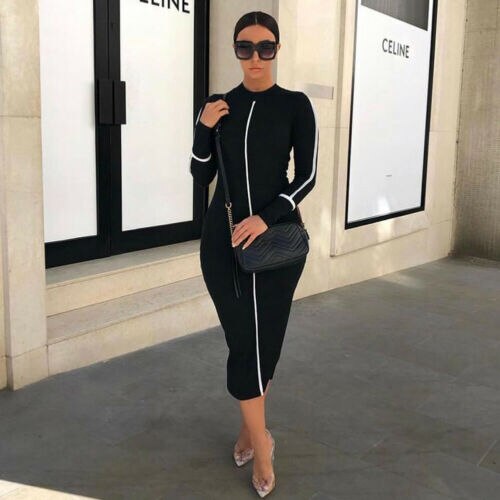 New Fashion Women Sexy Bodycon Dress Elegant Ladies Casual Pencil Dress