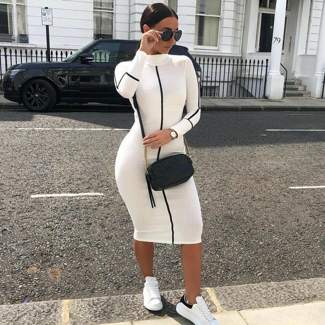 New Fashion Women Sexy Bodycon Dress Elegant Ladies Casual Pencil Dress