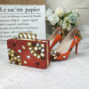 Newl Orange Crystal Women wedding shoes with matching bags