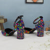 Women wedding shoes with matching bags Multicolored Crystal Thick High heels Ladies