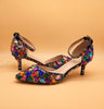 Women wedding shoes with matching bags Multicolored Crystal Thick High heels Ladies