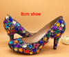 Women wedding shoes with matching bags Multicolored Crystal Thick High heels Ladies