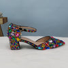 Women wedding shoes with matching bags Multicolored Crystal Thick High heels Ladies