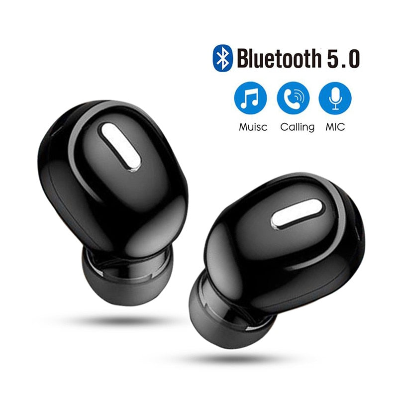 Mini In-Ear 5.0 Bluetooth Earphone HiFi Wireless Headset With Mic Sports