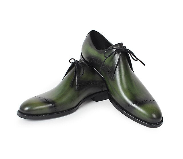 Fashion Luxury Wedding Party Genuine Leather Green Men Shoes