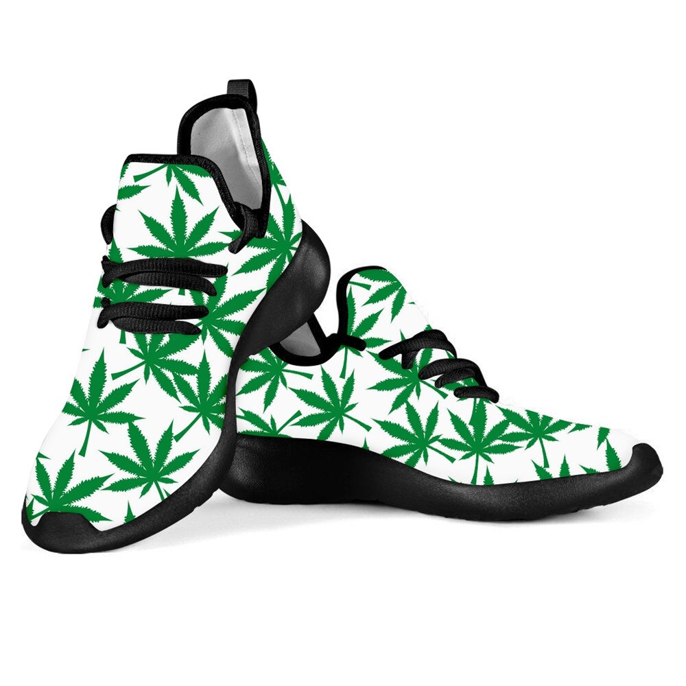 Green Hemp Leaf/Weed Leaves Printting Men Cusual Shoes  Lightweigt Shoes