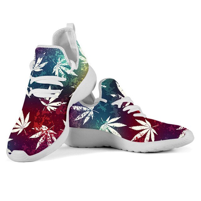 Green Hemp Leaf/Weed Leaves Printting Men Cusual Shoes  Lightweigt Shoes