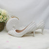 Fang White Beads Pearl women wedding shoes Bride High heels shoes