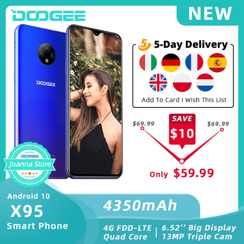 Mobile Phone DOOGEE X95 Android 10 Cellphones 4G-LTE 6.52