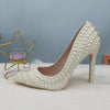 Fang White Beads Pearl women wedding shoes Bride High heels shoes