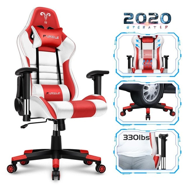 Furgle Office Chair Swivel Gaming Chair High Back Racing Ergonomic Computer Desk Recliner PU Leather Seat Fast Free Shipping