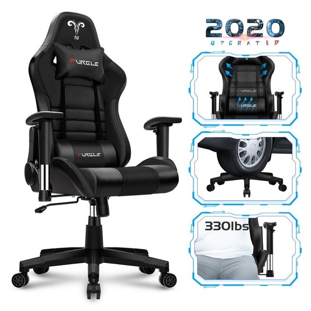 Furgle Office Chair Swivel Gaming Chair High Back Racing Ergonomic Computer Desk Recliner PU Leather Seat Fast Free Shipping