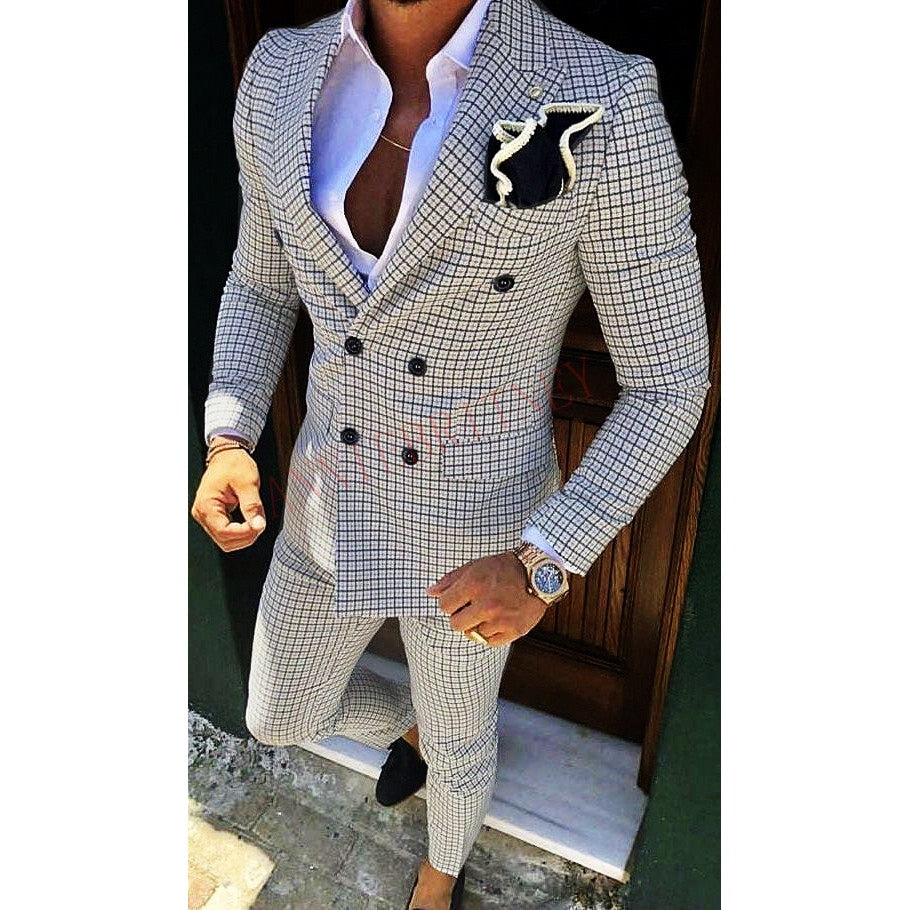 Fashion Lattice Men's Suit. Casual Men Blazer