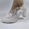 White Flower Pumps New arrival womens wedding shoes Bride High heels platform