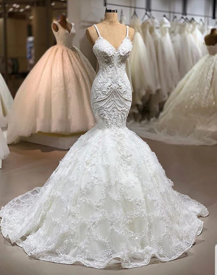 Designer Pearls Heavily Wedding Dresses