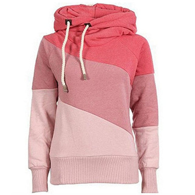 Three Tone Outwear Sweatshirt Jacket Hooded Jumper Pullover Hoodie Women's Women's Slim Fit Contrast Stitching Hoodie