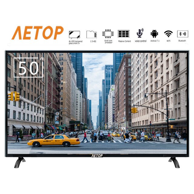 -Hot product 50 inch Tempered glass television flat screen 4k hd android smart tv led television with bluetooth