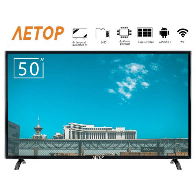 -Hot product 50 inch Tempered glass television flat screen 4k hd android smart tv led television with bluetooth