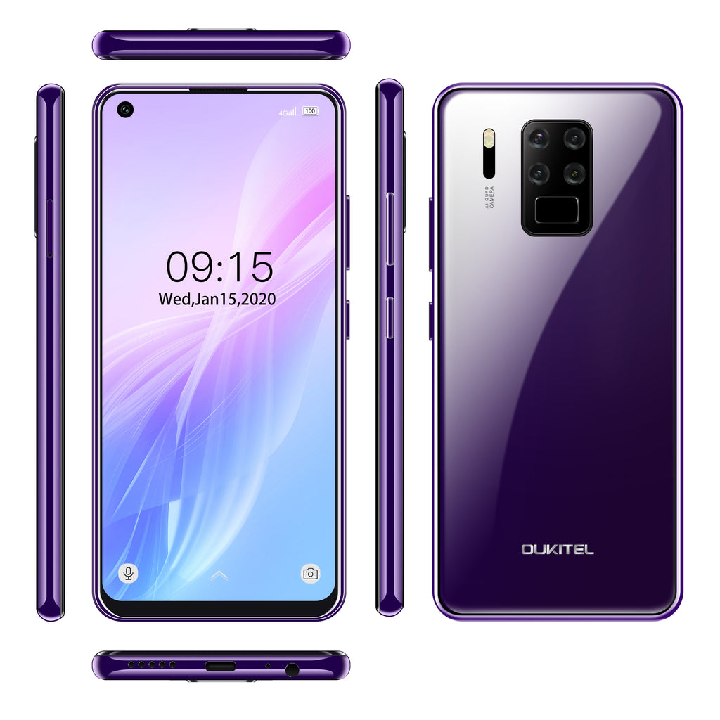 OUKITEL C18 Pro 6.55" Android 9.0 MT6757 4GB 64GB 4 Rear Cameras Smartphone 1600*720 4000mAh Octa Core Face ID 4G Mobile Phone