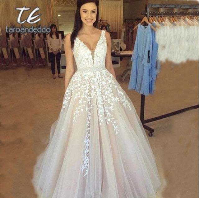 V Neck Wedding Dresses Floor