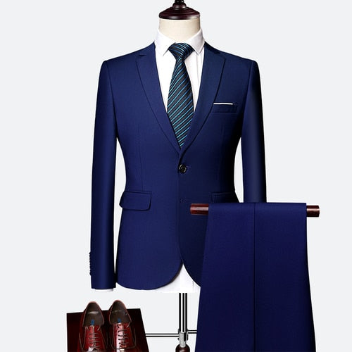 Classic Men's High-end Customized Solid Color Slim Business Dress Groom Wedding