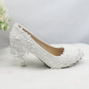 New Lace-Up fashion shoes For woman White Flower Wedding shoes