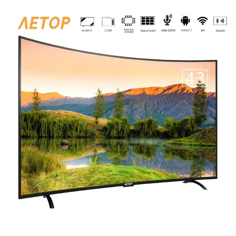 curved screen hd tv led television 4k smart tv 43 inch with bluetooth