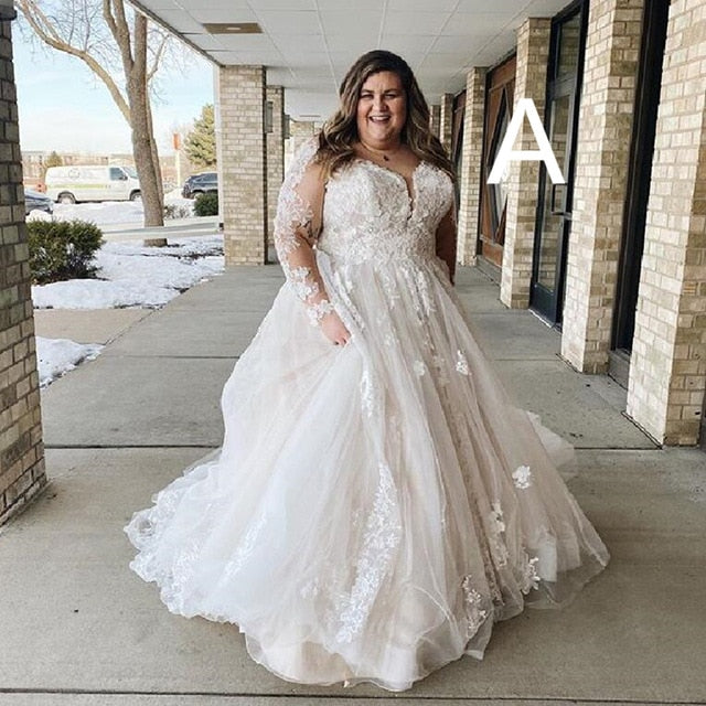 Wedding Dresses Plus Size Boho Appliqued